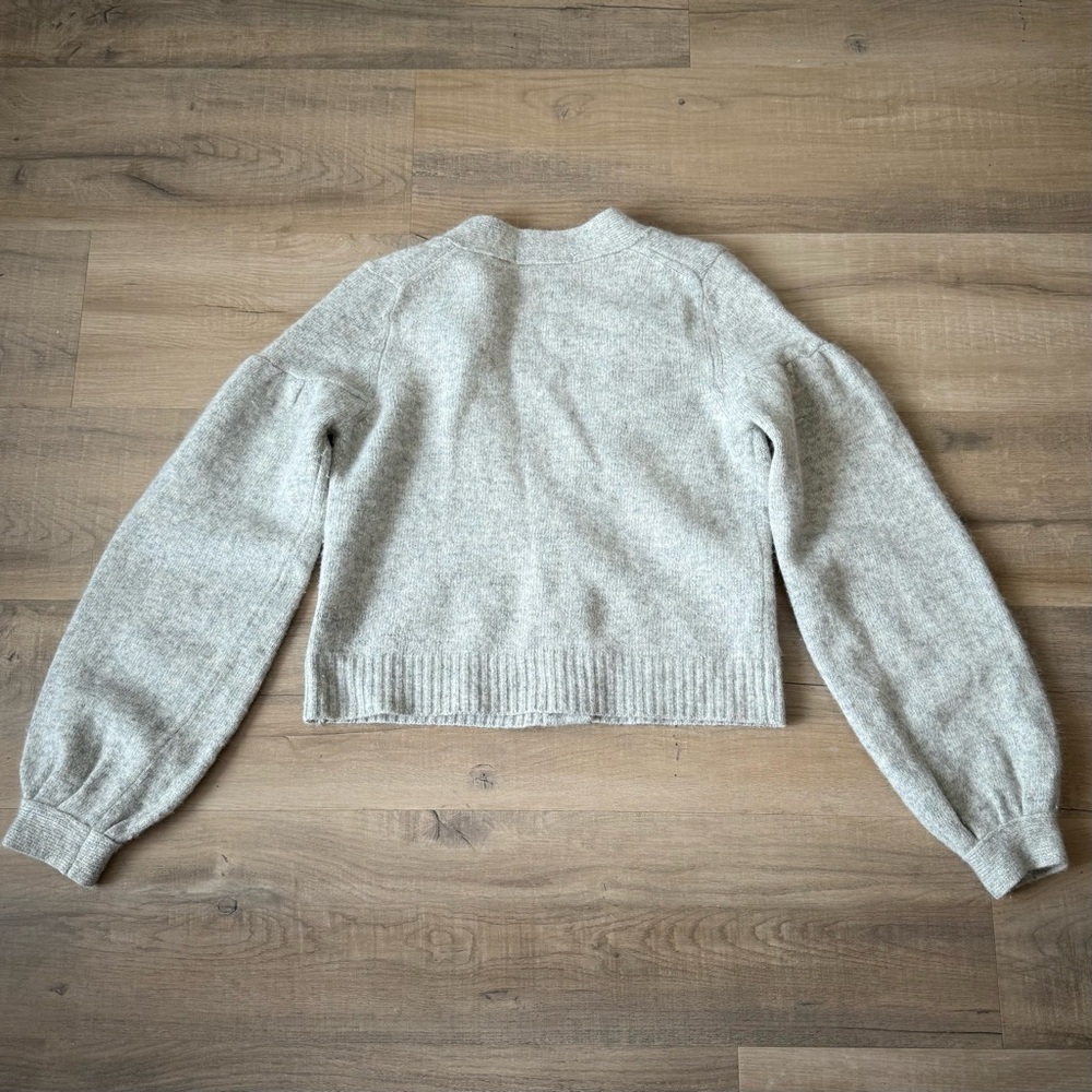 Grey angora wool cropped cardigan with balloon sleeves - Small - Picture 3 of 5